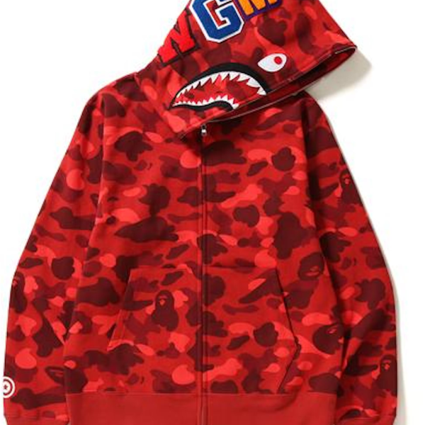 BAPE Color Camo Shark Full Zip Hoodie Red