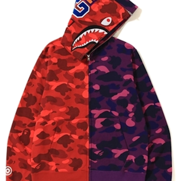 BAPE Color Camo Separate Shark Full Zip Hoodie Red/Purple